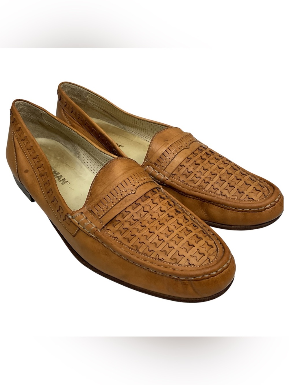 Freeman Woven Tan Leather Slip-On Loafers Beach Shoes Men's Size 15 M